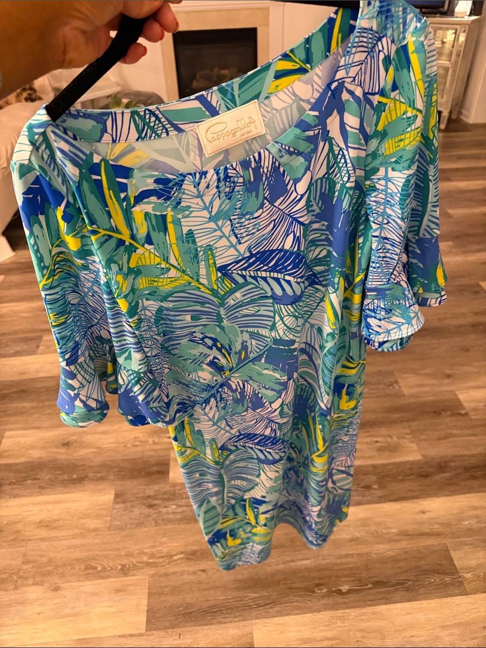 Pappagallo tropical blue palm print sundress comfort NWOT size Medium dress - Picture 7 of 12